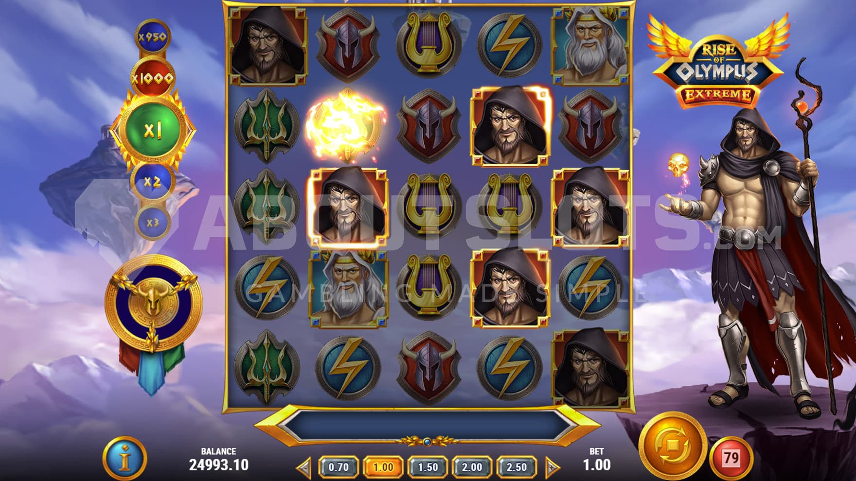 Wrath of Gods feature triggered in the base game, causing Hades to convert one set of symbols on the grid into a different one.