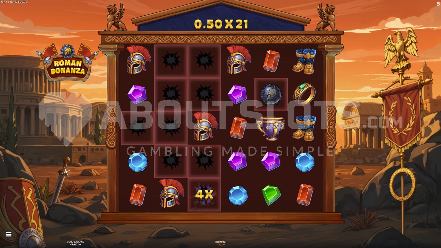 Catapult Feature triggered in the base game, awarding multipliers on previously winning positions.