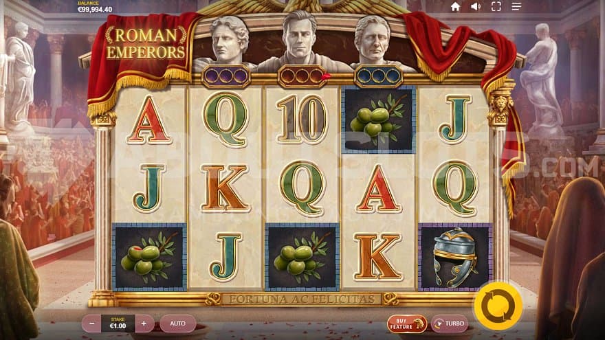 A casino slot with a Roman theme.