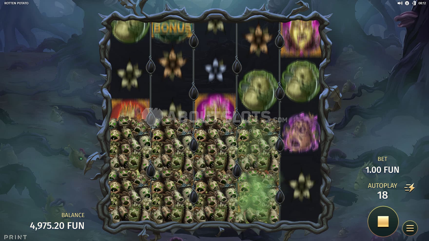 Screenshot of the Potato Horde feature triggered in the base game.