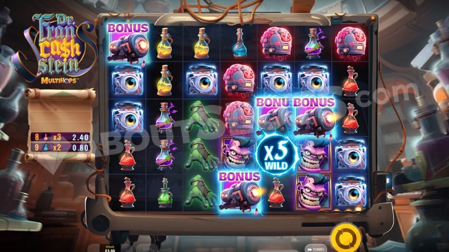 A screenshot of the base game where 4 scatters land.