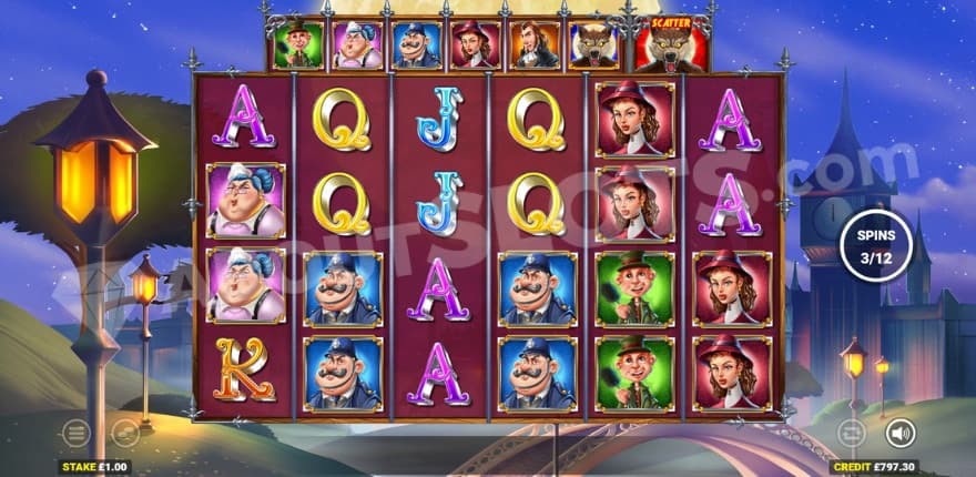 Free Games feature where you can see the active symbols above the reels.