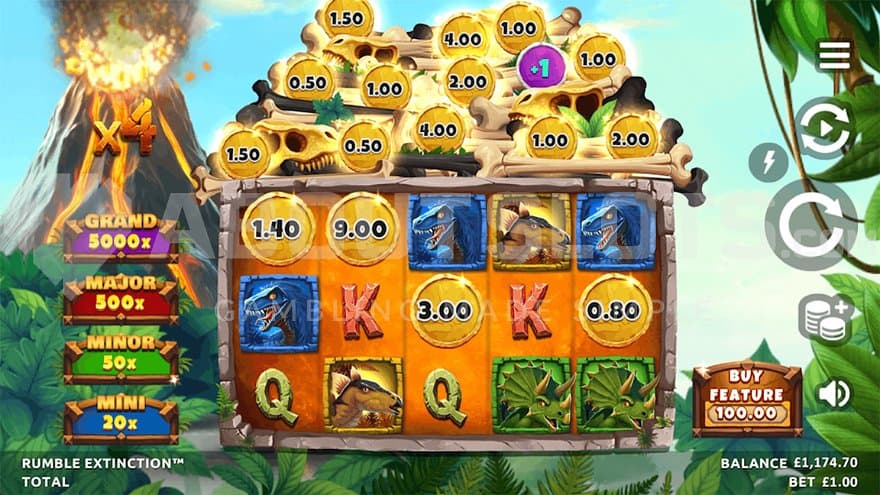 A casino slot with a dinosaur theme.