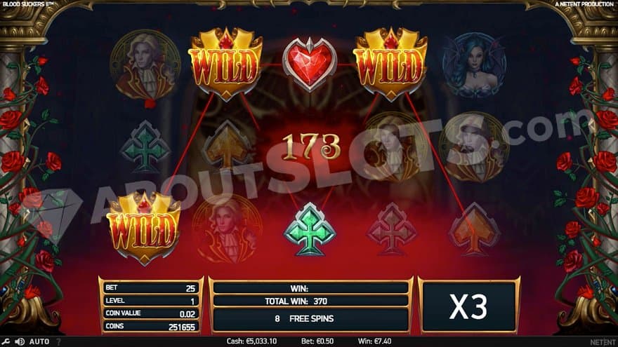 A win of 30 coins in the free spins.