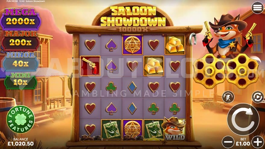 A casino slot with a fox sheriff.
