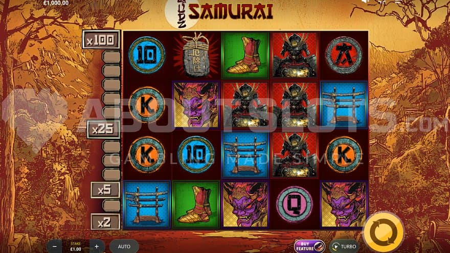 A casino slot with a Japanese theme.