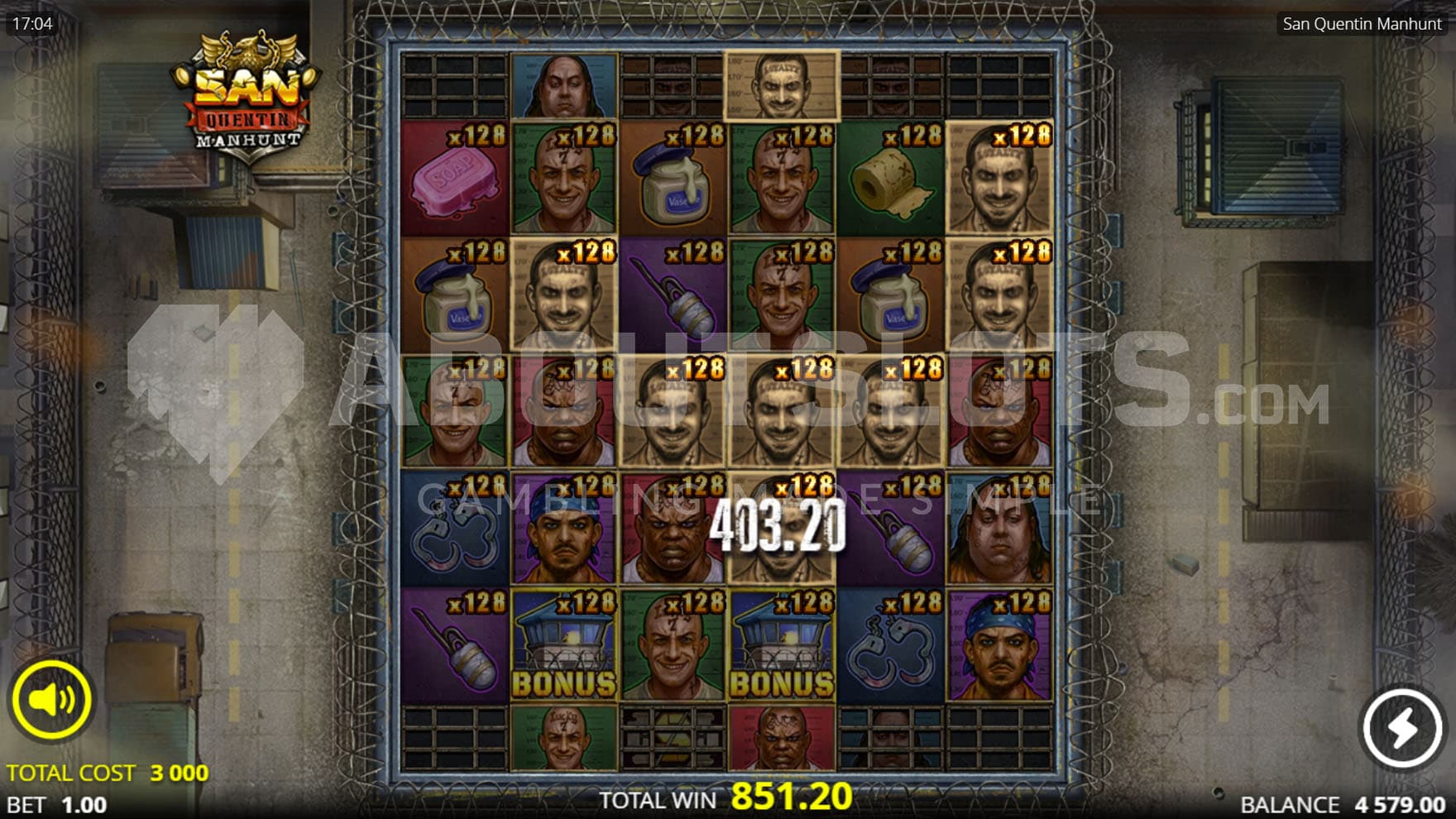 Nolimit Booster spin activated, setting all position multpliers to x128 and awarding 2 Bonus symbols.