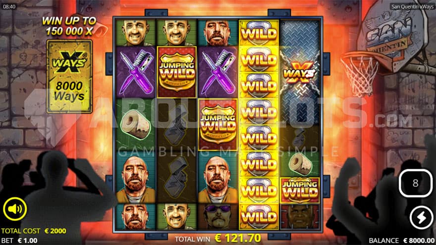 Lockdown Spins feature with three jumping wild symbols on the reels.