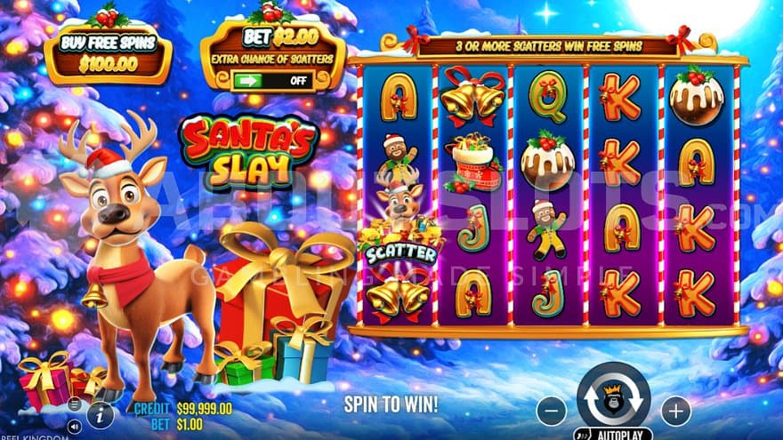 A casino slot with a Christmas theme.