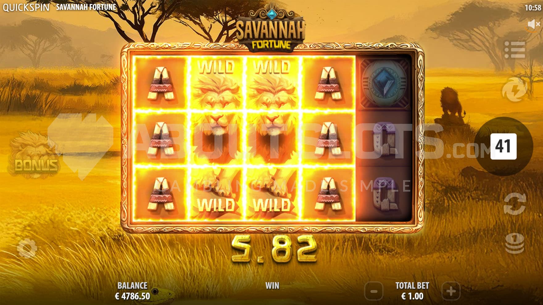 Wild Lion symbols scored on reels 2 and 3, which expanded to cover the entire reel.