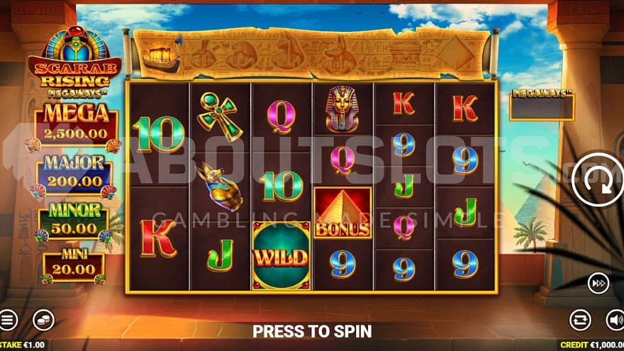 A casino slot with an Egyptian theme.