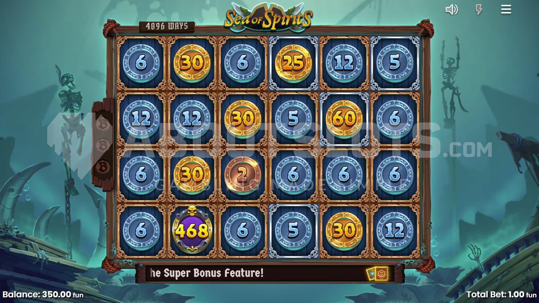 Coin Reveal feature triggered from the Bonus Buy menu, showing the entire grid populated with Coins.