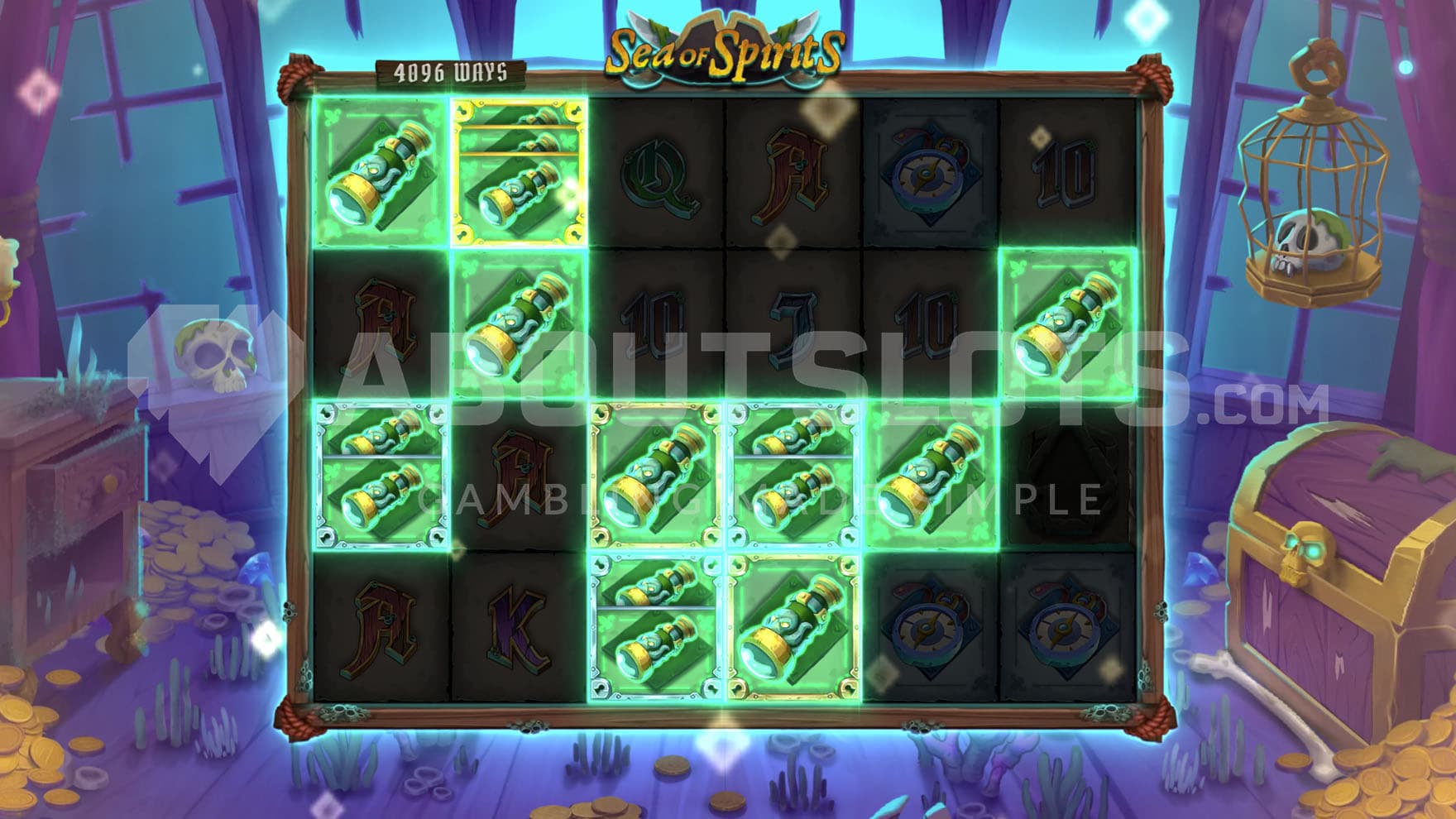 Symbol Sync feature triggered during the Bonus Game, showing several split symbols participating in a win.