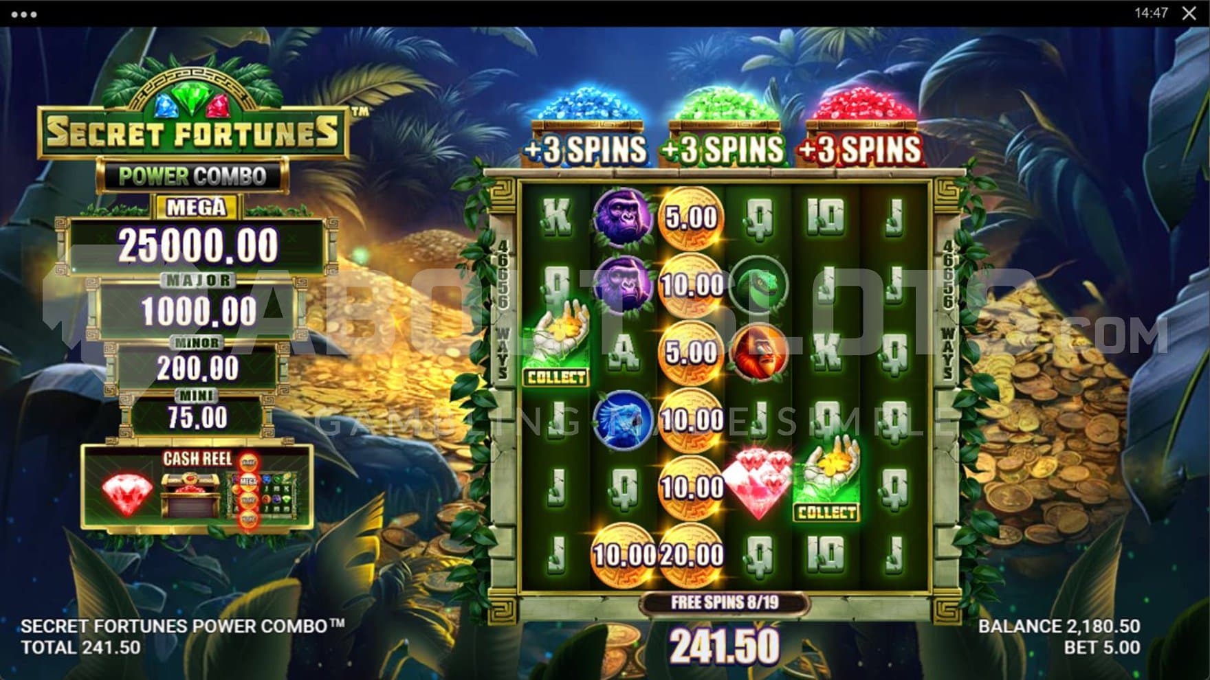 Six rows on the grid in the Free Spins.