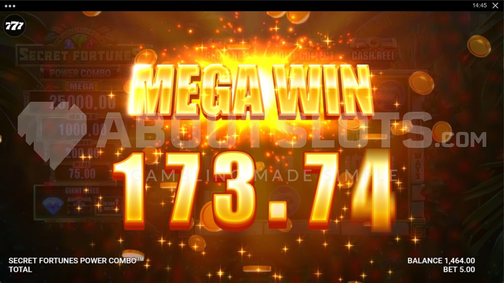 A win of nearly 35X the bet.