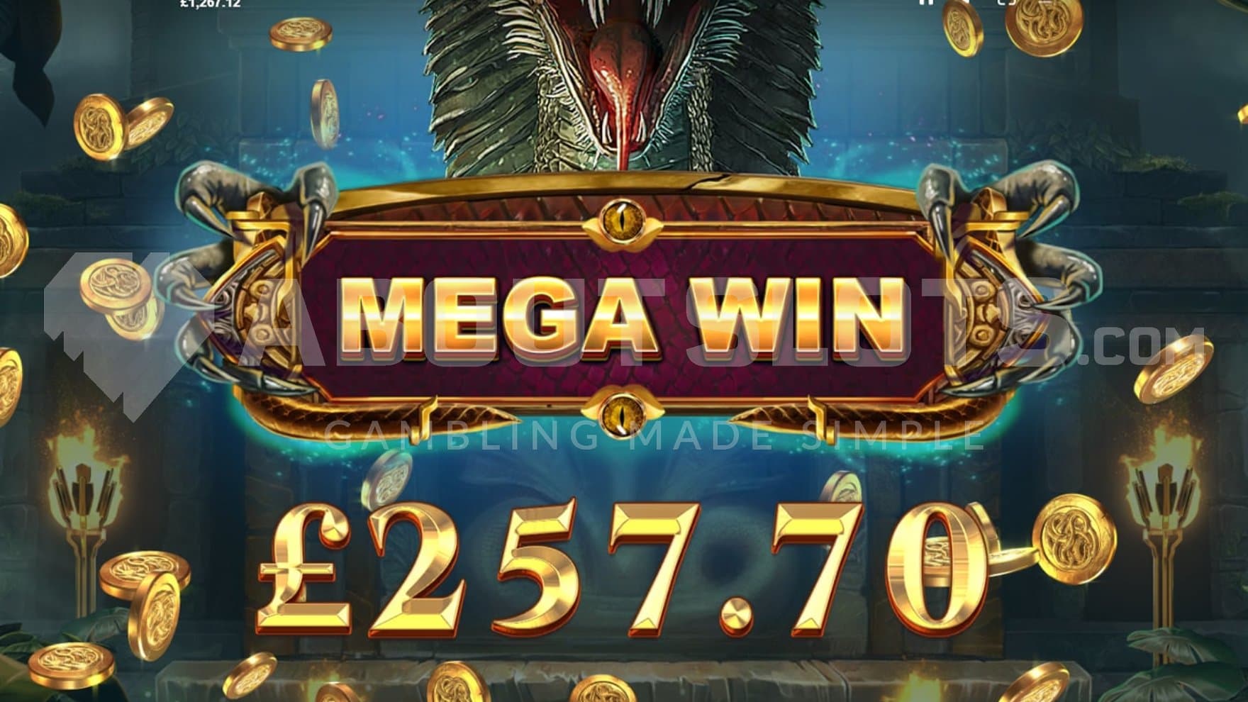 A screen after making a mega win.