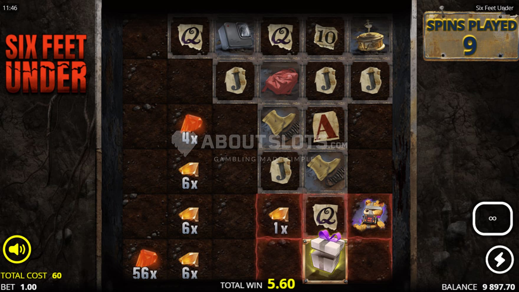 Screenshot of The Descent Bonus in progress.