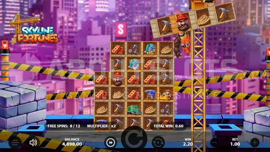 A 2x multiplier when 4 spins remain.