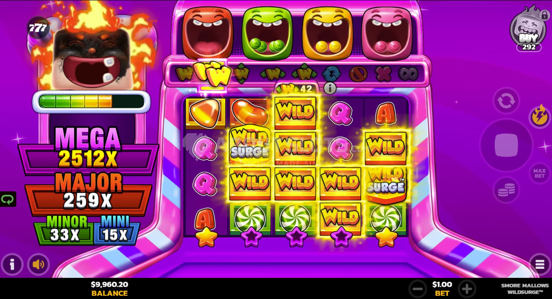Screenshot of the Wild Surge feature triggered in the base game.