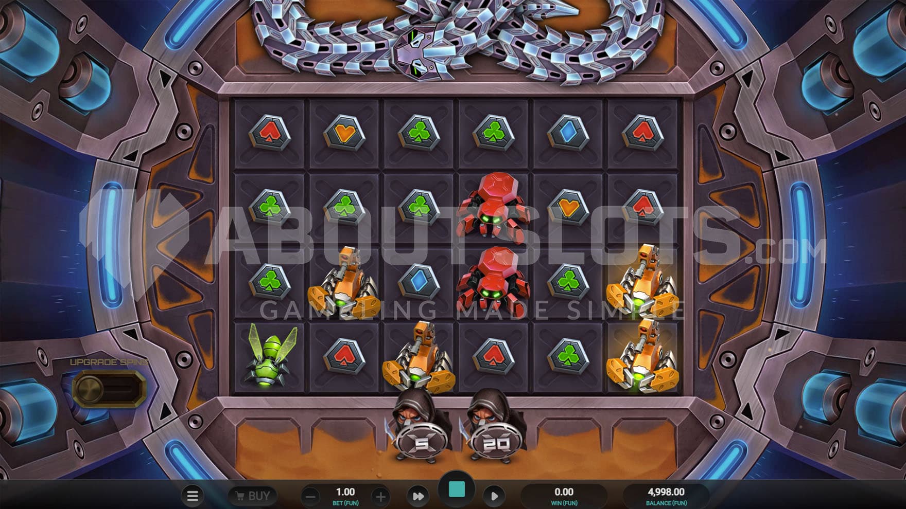 Base Game view of a 6x4 grid set inside a sci-fi space station.