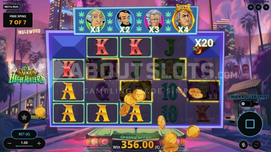 Super Free Spins with a current 20X total multiplier up on the right corner.
