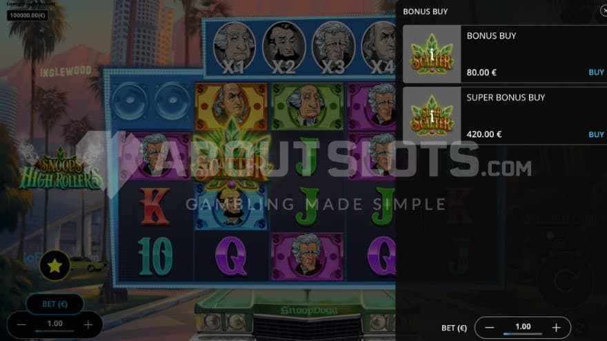 Bonus Buy feature with options to either buy the normal bonus or the super bonus.