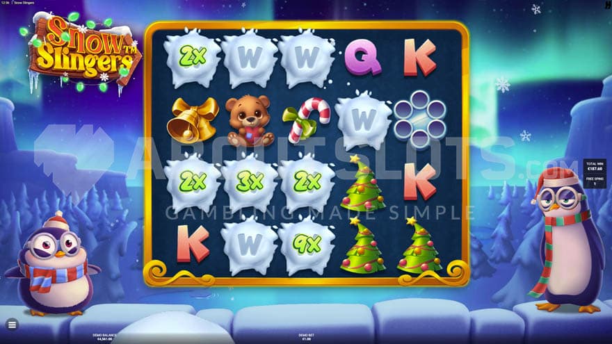 You Reap What You Snow Bonus Game with nine wild symbols on the reels.