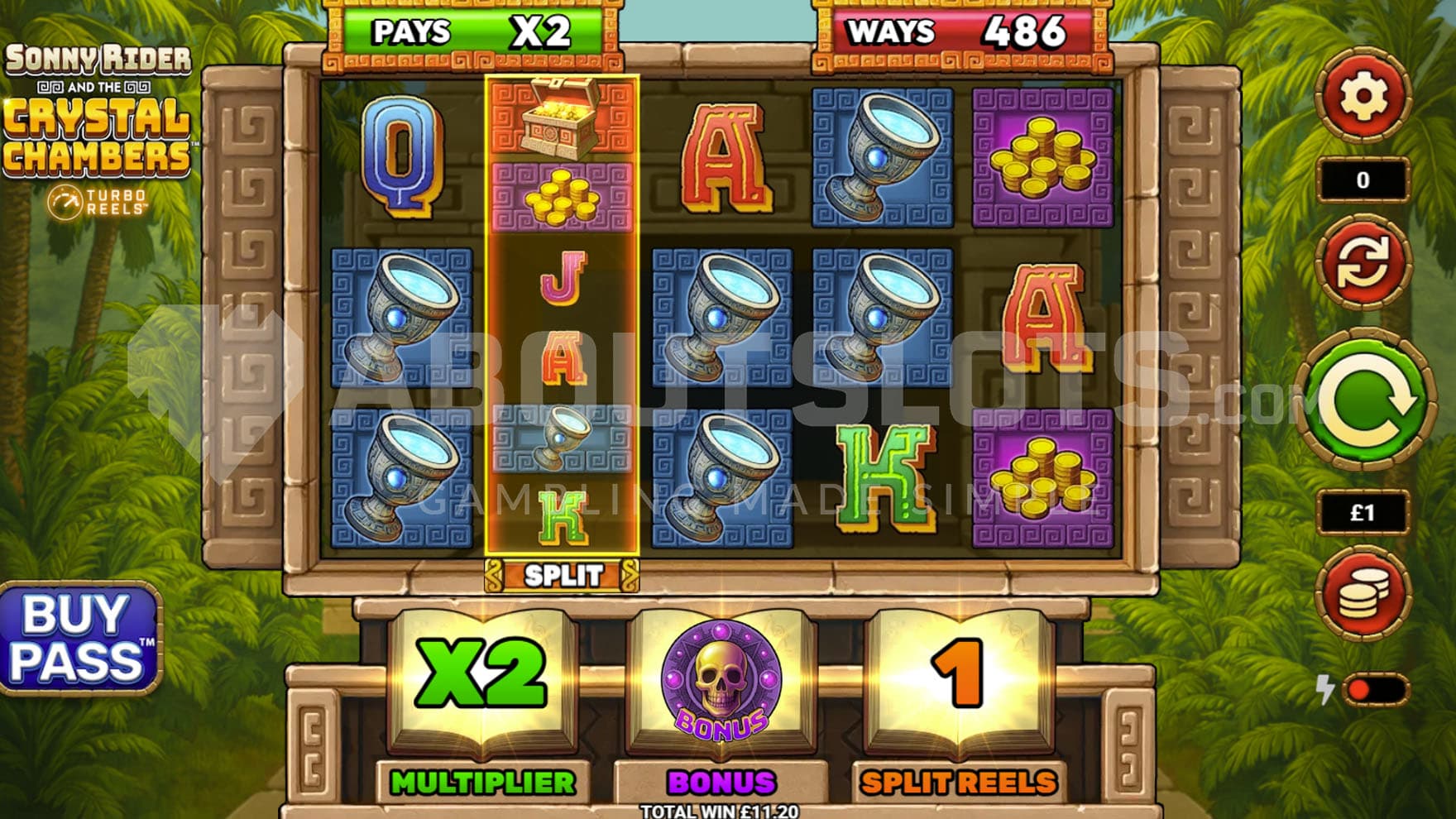 Turbo Reels triggered in the base game, revealing 3 modifiers.