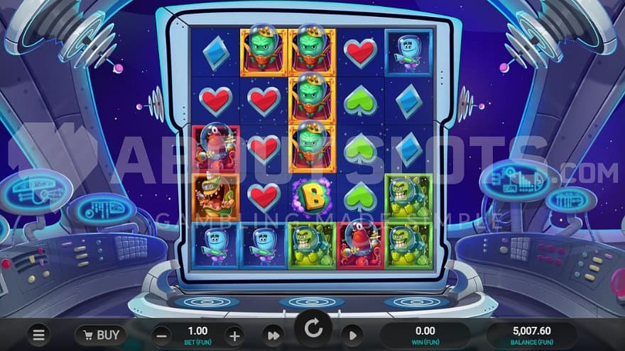 A casino slot in space with 5 reels and 5 rows.