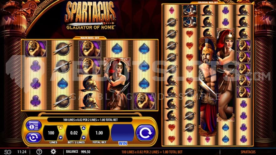 A regular casino slot to the left and a big one with 5 reels and 12 rows to the right.