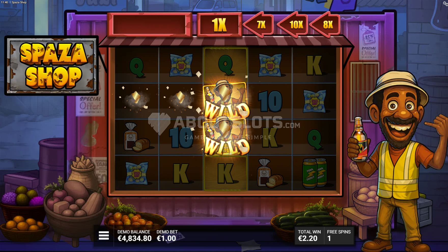 Screenshot of the Free Spins bonus in progress with the Street Boost feature triggered.