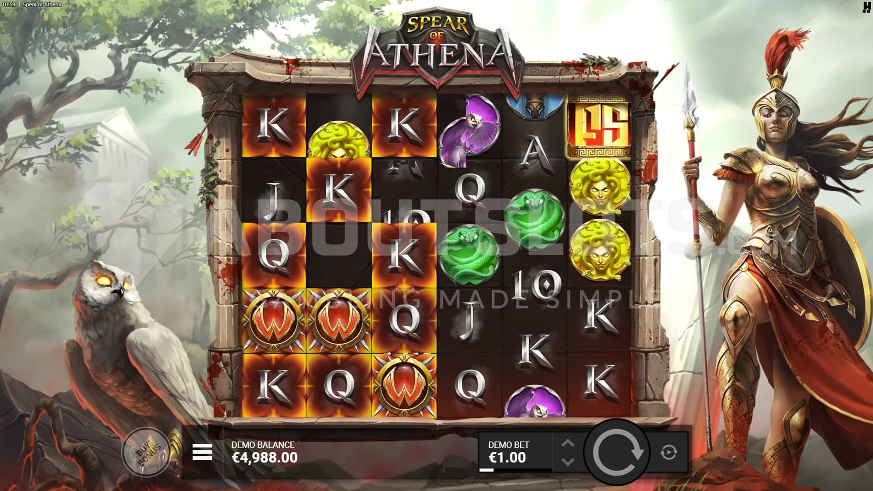 Goddess Respin feature triggered in the base game, keeping winning symbols sticky on the reels and awarding Flaming Frames on their positions.