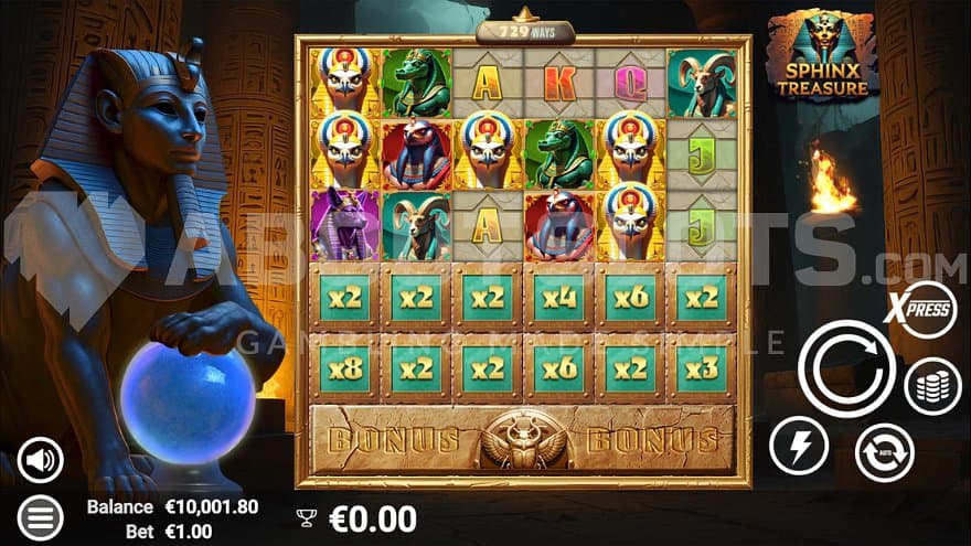 A casino slot with an Egyptian theme.