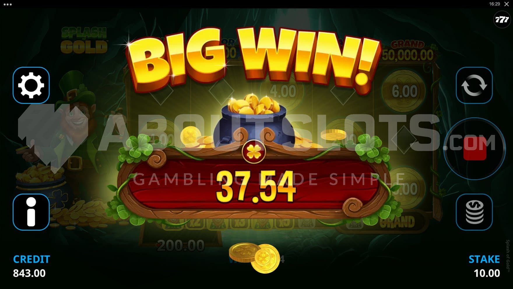 A win of 3.75x the bet.