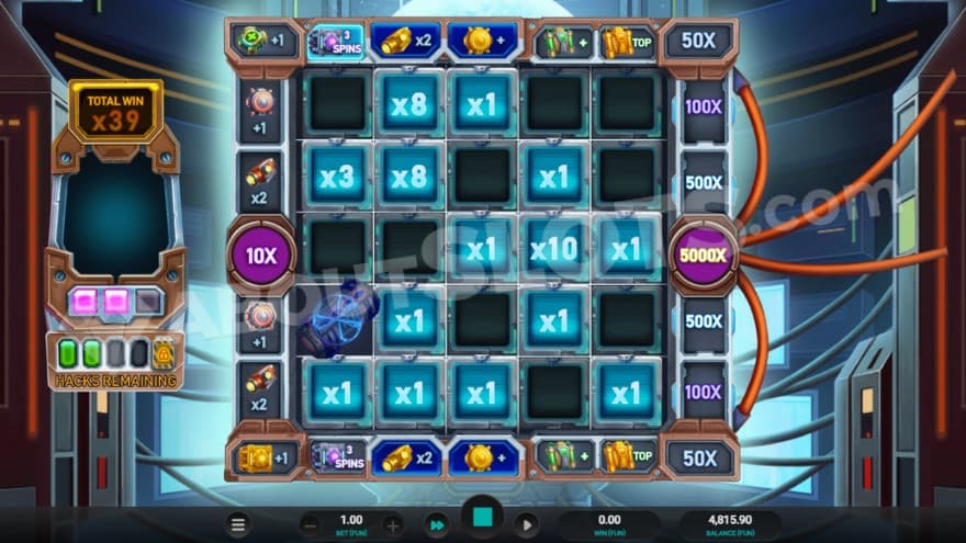 Free Spins bonus game with a current 39X total win seen to the left.