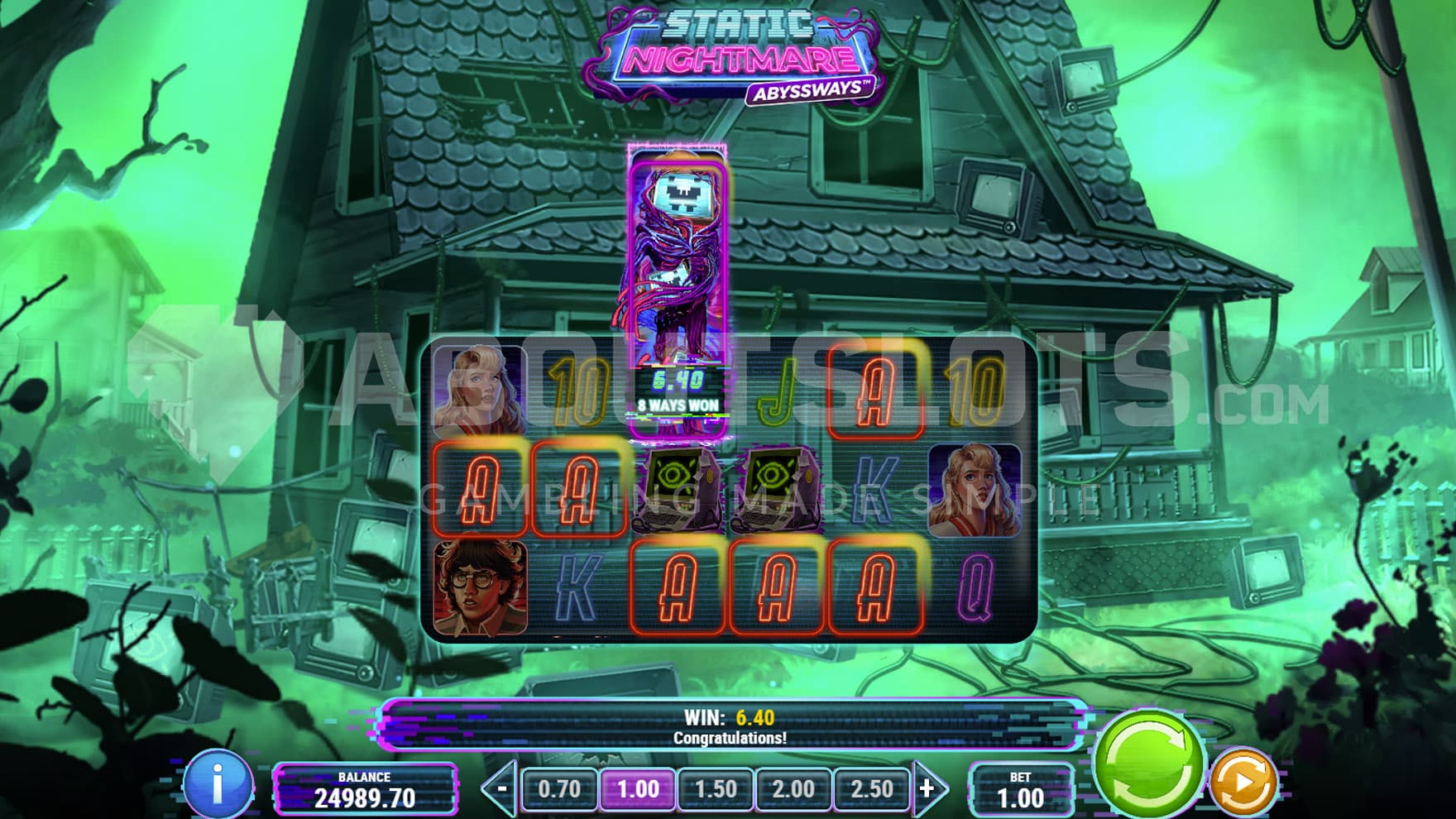 Expanding Wild feature triggered in the base game, showing a 3 symbol-high Wild on reel 3.