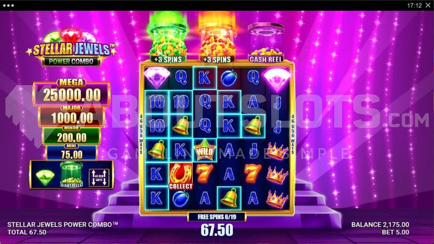 A 6x6 grid in the Free Spins.