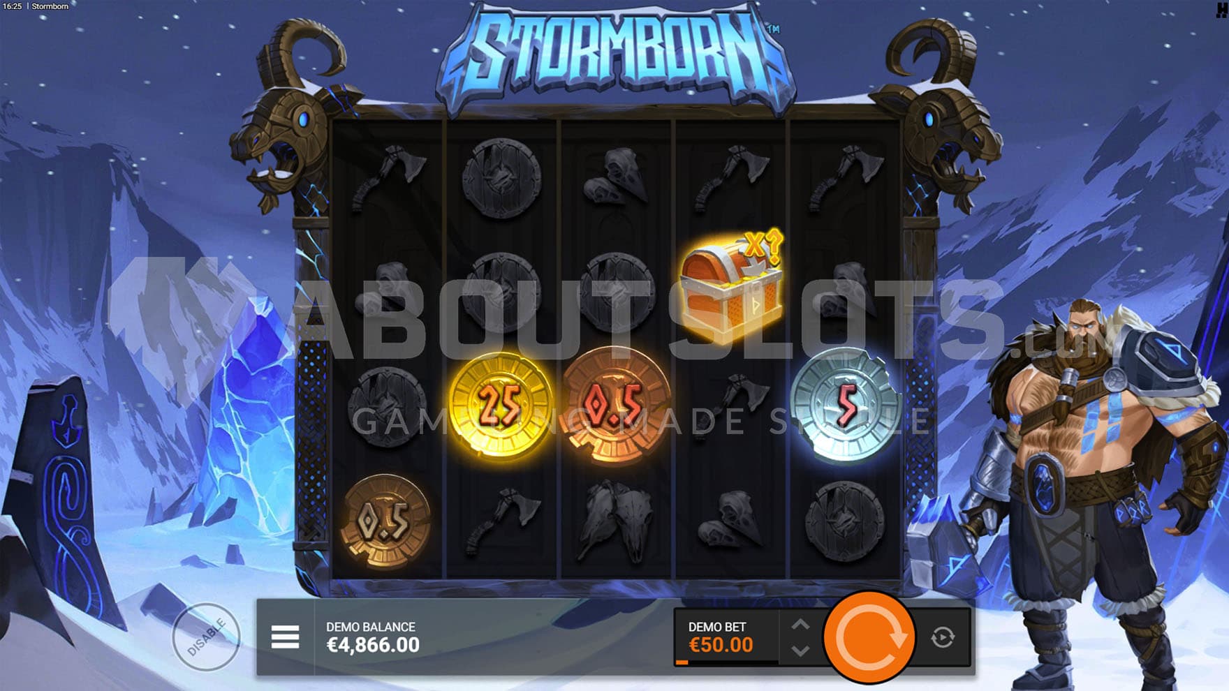 Thunder Respin feature triggered in the base game, showing one of each coins, bronze, silver, and gold, plus a Collect Chest with an unknown multiplier.