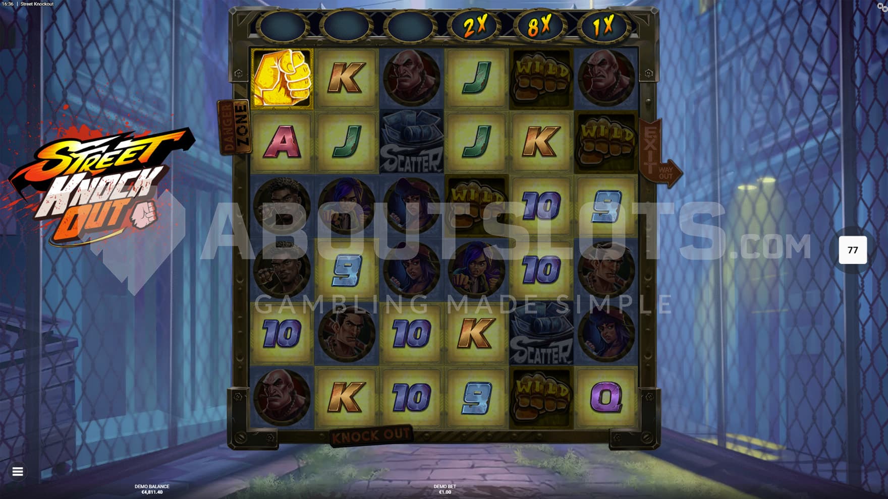 Golden Fist feature triggered in the base game, removing all low-paying symbols from the grid.