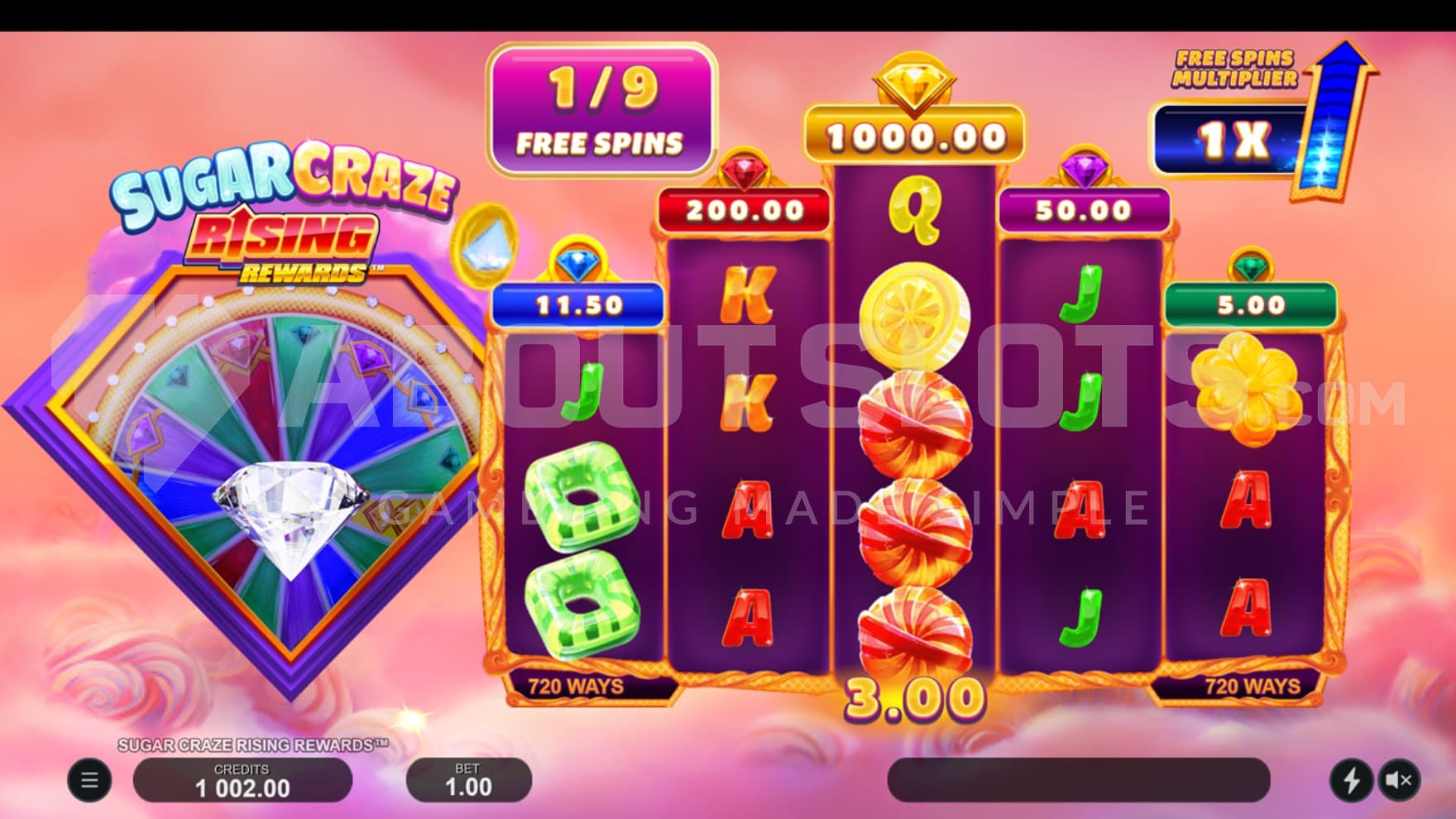 First of 9 free spins.