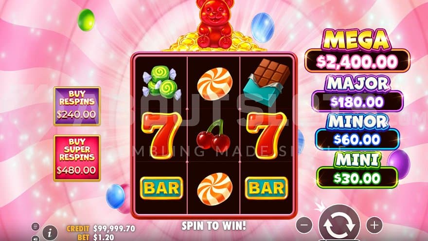 A candy slot with 3 reels and 3 rows.