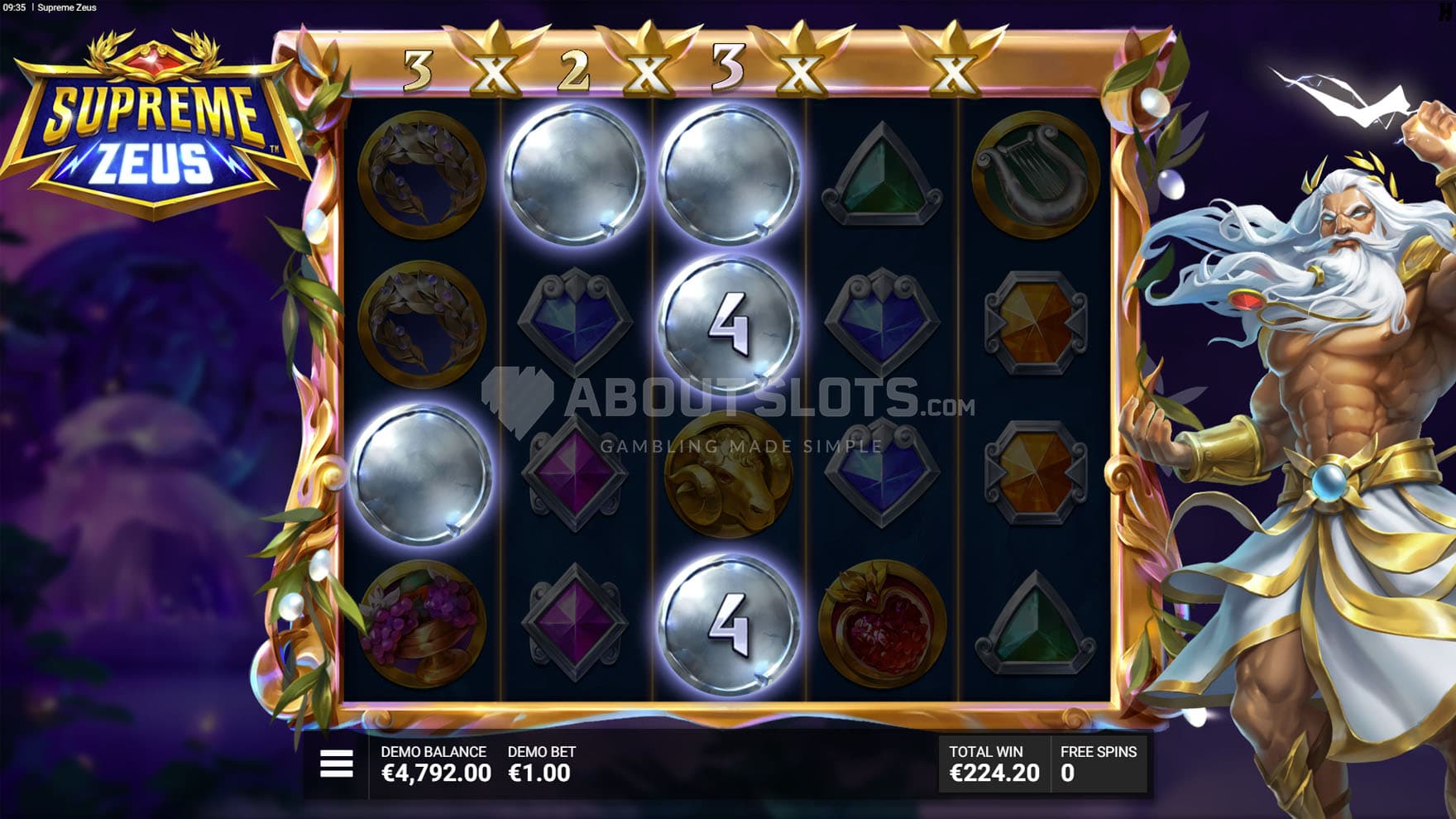 CoinWays feature triggered during Free Spins by silver coins on the first three reels.
