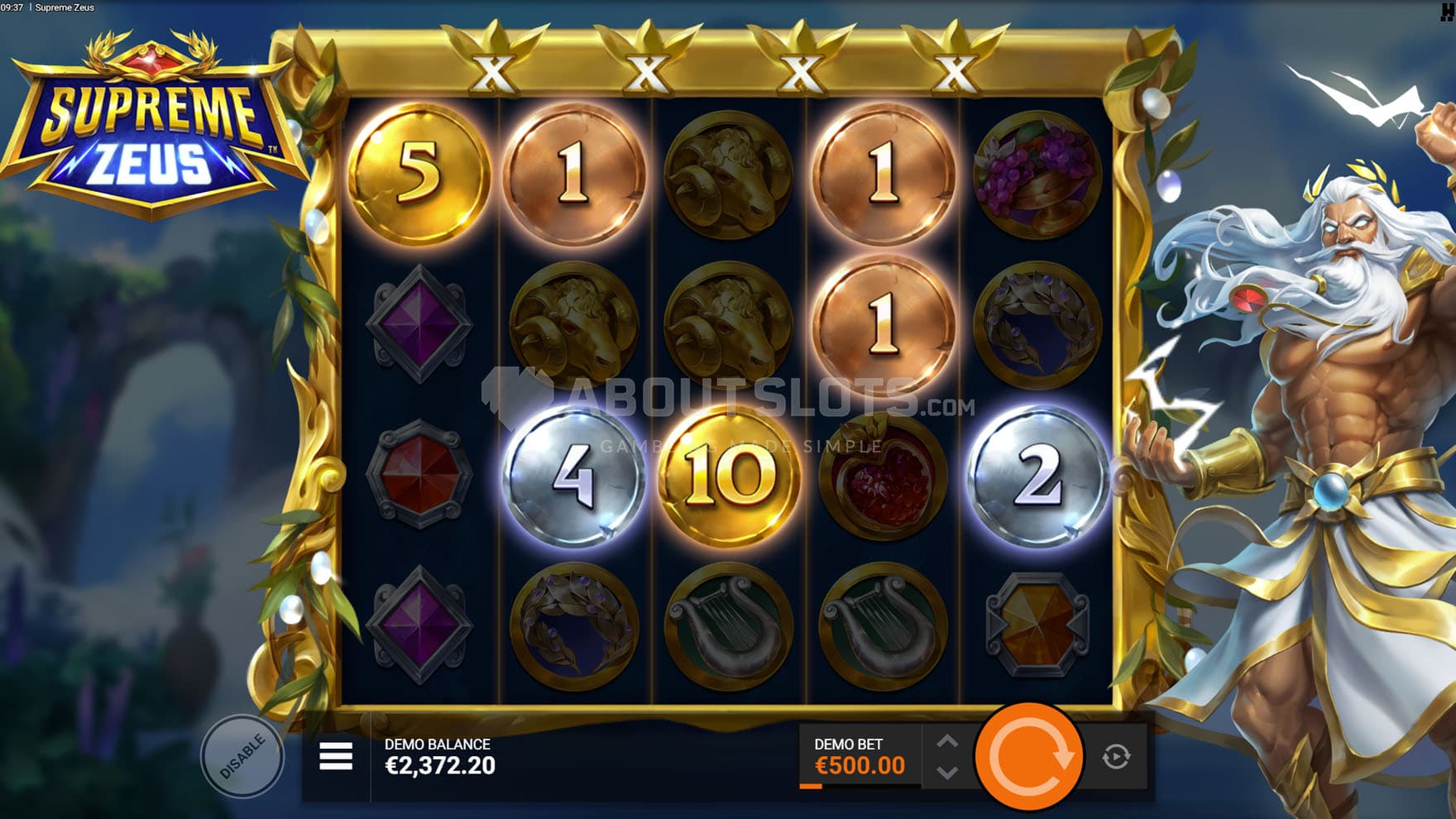 Sacred Featurespins triggered in the base game, guaranteeing at least one coin on each reel.