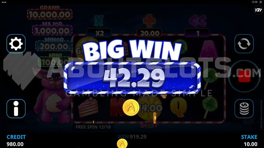 A win of 4.23X the bet.