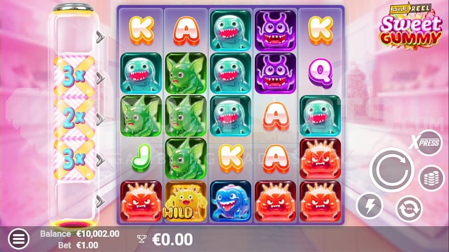 A casino slot in a candy shop.