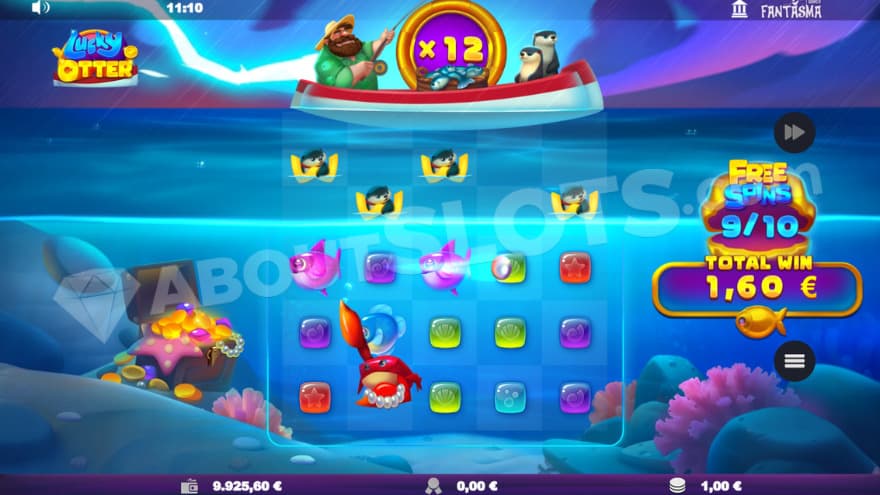 Free Spins bonus game where the crab respin feature is activated.