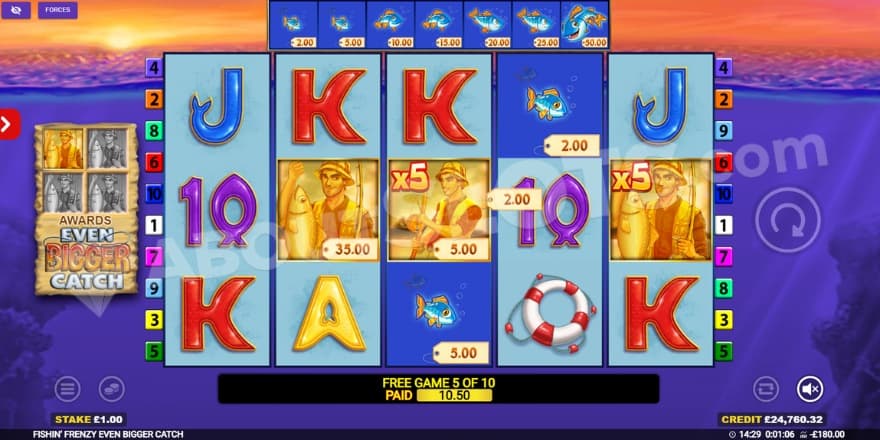 An image of the free spins view