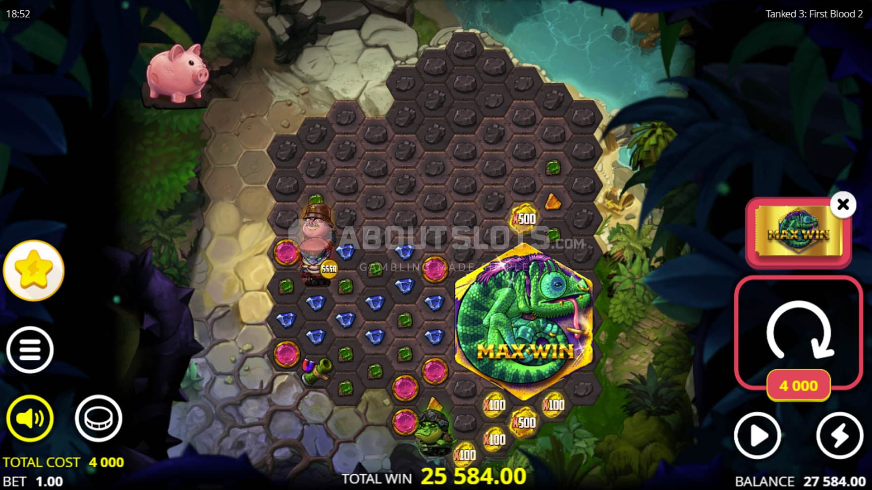 God Mode option awarding the max win.