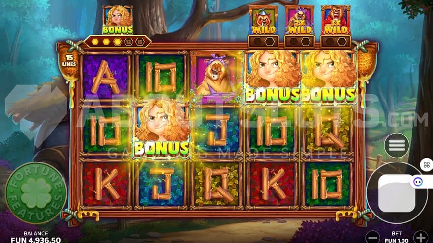 Scatter Symbols on reels 2, 4, and 5 trigger the Bonus Game.