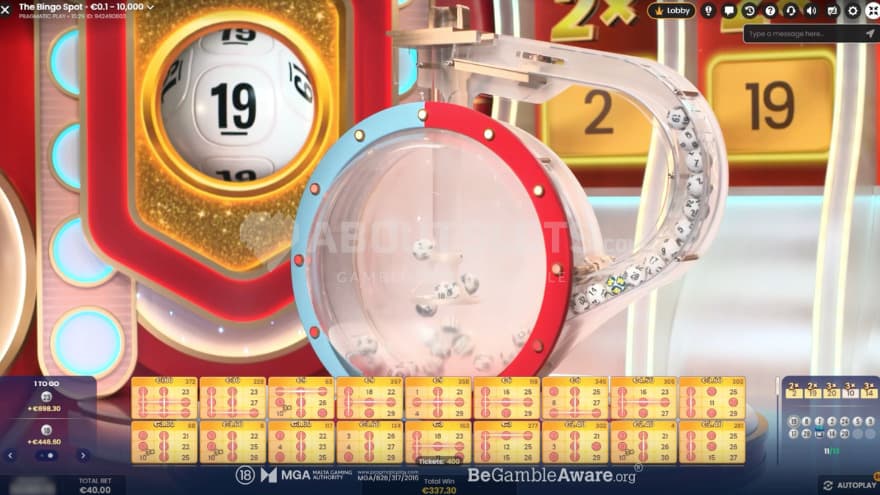 A ball with the number 19 has been picked.